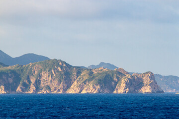 Beautiful Nature Landscape With Blue Sea And Coastal Mountain Range In Phu Yen, Vietnam.