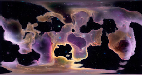 3d rendering. Space background with nebula and stars. Environment 360 HDRI map. Equirectangular projection, spherical panorama. Graphic illustration.