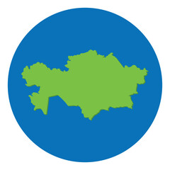 Kazakhstan map. Map of Kazakhstan in green color and blue globe