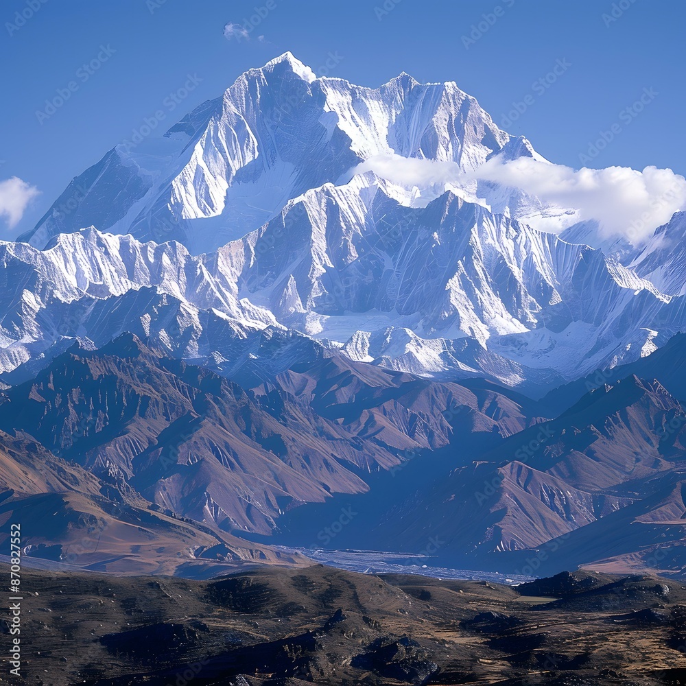 Wall mural Snow Covered Mountain Peak And Valley In Himalayas