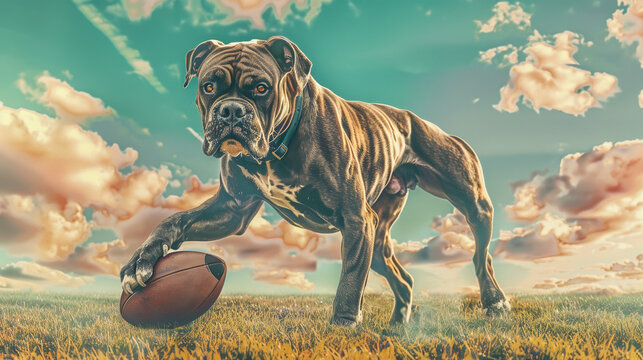 Brindle Boxer with Football