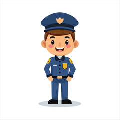 Cartoon smiling vector officer policeman standing