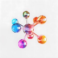 Abstract Mercury Molecule Structure with Vibrant Colors on Transparent Background