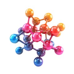 Molecular Structure of Francium Atom in Bright Vivid Colors on Transparent Background