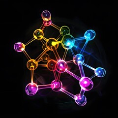 Vibrant Radium Molecule Structure Illustration on Transparent Background