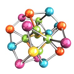 Molecular Structure of Lawrencium Molecule in Vibrant Colors on Transparent Background