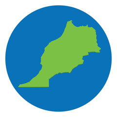 Morocco map. Map of Morocco in globe design with blue circle