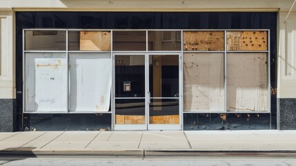 Boarded Up Store Front.