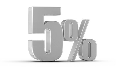5 Percent Off Sale Silver Number 3D