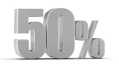 50 Percent Off Sale Silver Number 3D