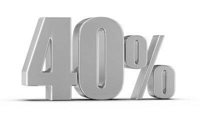 40 Percent Off Sale Silver Number 3D