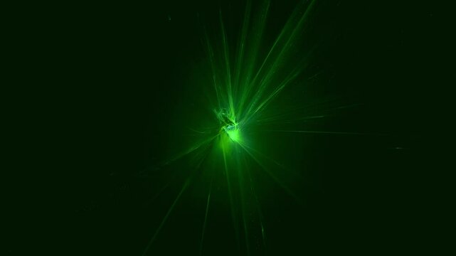 Futuristischer animierter Lichteffekt in hell leuchtender Energiestruktur, gr&uuml;n, Geschwindigkeitseffekt, abstrakte Lichtlinien, bewegte Energiestrahlen, innovativ, Technologie, Wissenschaft
