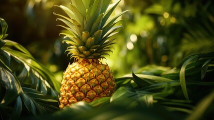 Fototapeta premium yellow leaf pineapple fruit