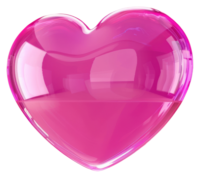 PNG  Glossy pink heart illustration - Powered by Adobe