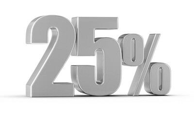 25 Percent Off Sale Silver Number 3D