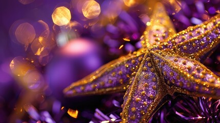 Fototapeta premium close purple and gold stars