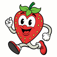 strawberry cartoon groovy retro bouncing white