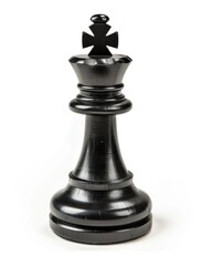 Majestic Black Chess King Standing Alone on a Plain White Background - Generative AI