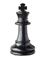 Sleek Black Chess Queen Dominates the Board on a Marble Background - Generative AI