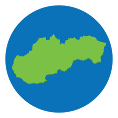 Slovakia map. Map of Slovakia in globe design with blue circle