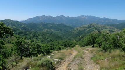 Naklejka premium Hiking trail through the mountains