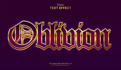decorative golden oblivion editable text effect vector design