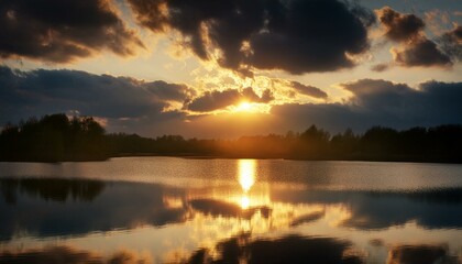 sunset over the lake