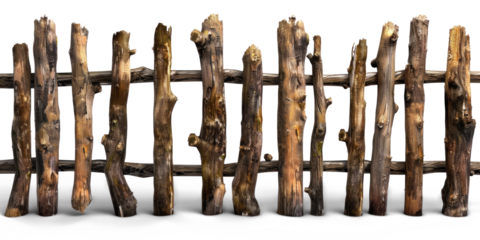 Rustic Wooden Fence on a Transparent Background