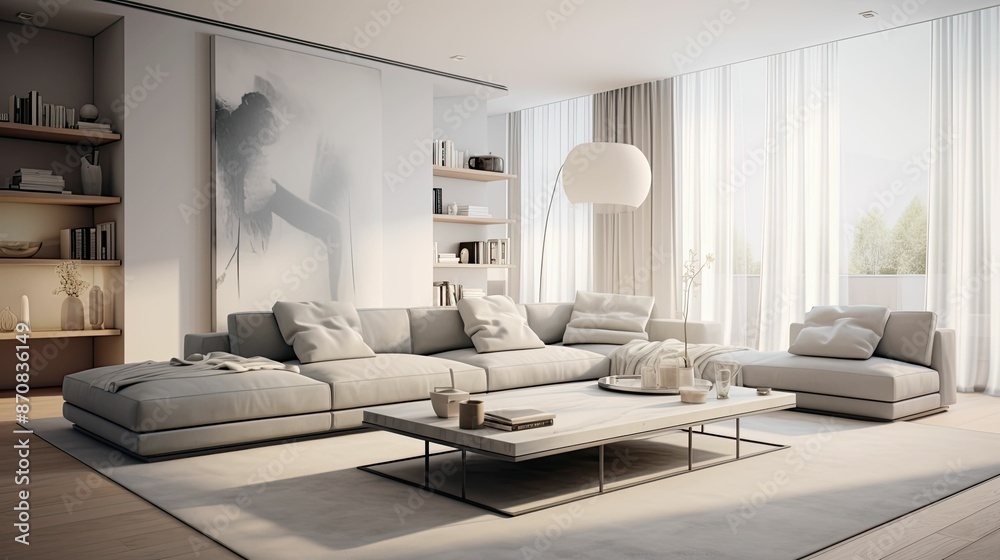 Poster atmosphere blurred living room modern interior