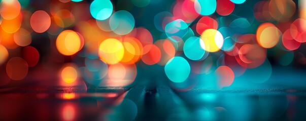 Abstract bokeh lights reflecting on a smooth surface