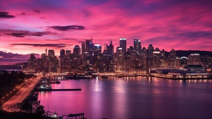 Fototapeta premium skyline pink twilight