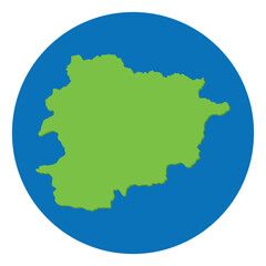 Obraz premium Andorra map. Map of Andorra in green color and blue globe shape