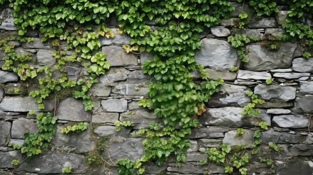 ivy grey stone wall