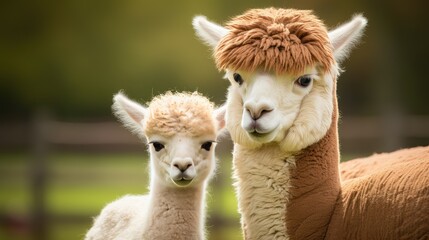 Obraz premium mother mammal alpaca farm
