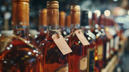 Bottles of Wine on a Shelf.