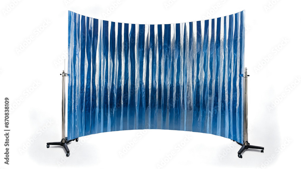 Poster Thin and translucent material artfully arranged to create a textured and dimensional barrier adding depth to a room.