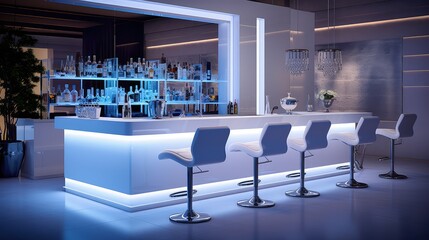 bar white neon lights