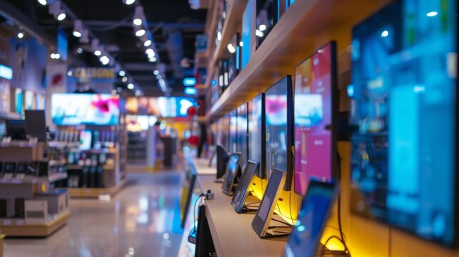 Display of discounted electronics in a retail store