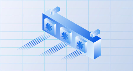 Ventilation isometric concept. Computer fans components