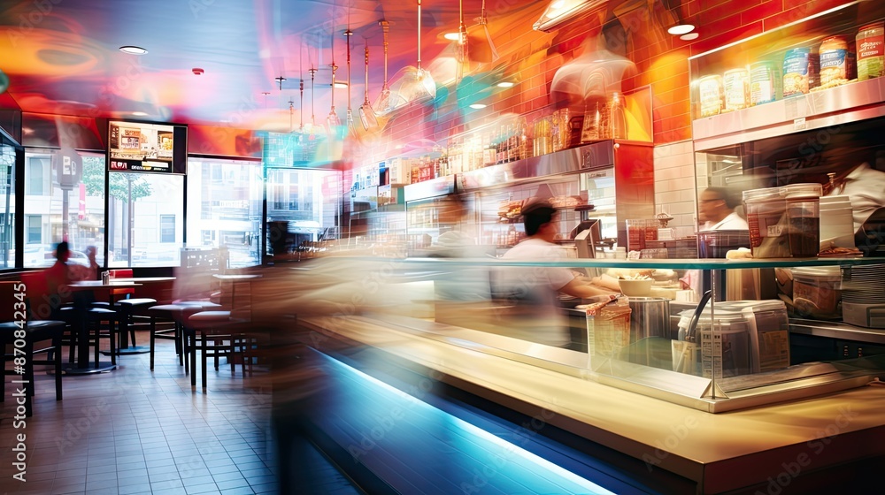 Canvas Prints colorful blurred interior cafe