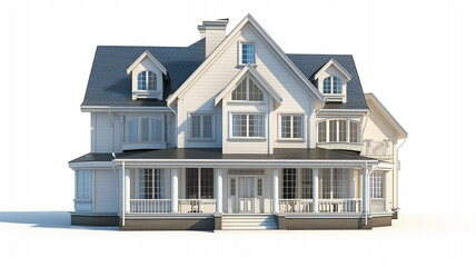 3d house model on white background. 3D house model, white background, architectural model, house design, 3D rendering, house illustration, real estate, house mockup, home model, building model,