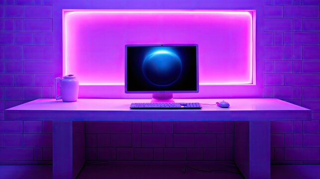 desk purple computer