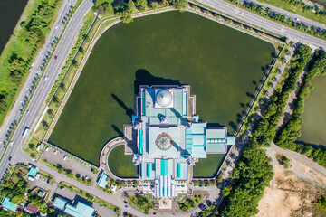 Aerial view of Kota Kinabalu City Floating Mosque, Sabah Borneo East Malaysia