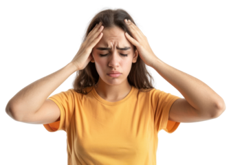 PNG  Woman suffering from intense headache