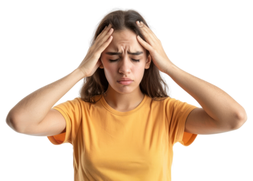 PNG  Woman suffering from intense headache