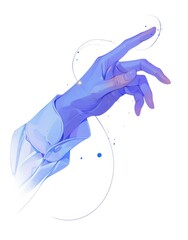 Monochrome line drawing icon of an arm touching screen, minimalist vector illustration for technology interaction