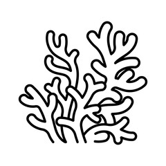 Sea coral, line icon. Tropical coral reef. Sea life icon. Linear illustration, editable stroke, thin line.