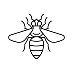 Honey bee, line icon. Working bee, stylised pictogram of insect. Honey production, beekeeping, apiculture concept. Linear illustration, editable strokes, minimalist symbol