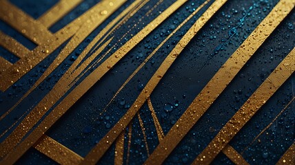 Abstract Luxury Golden Lines on Dark Blue Background