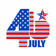 text 4th of july logo minimalist style shape with